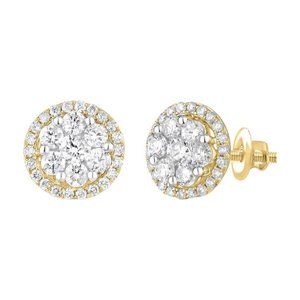14k Gold 1.00 ct Diamond Halo Stud Earrings